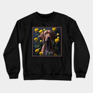 Vizsla yellow roses 2 Crewneck Sweatshirt